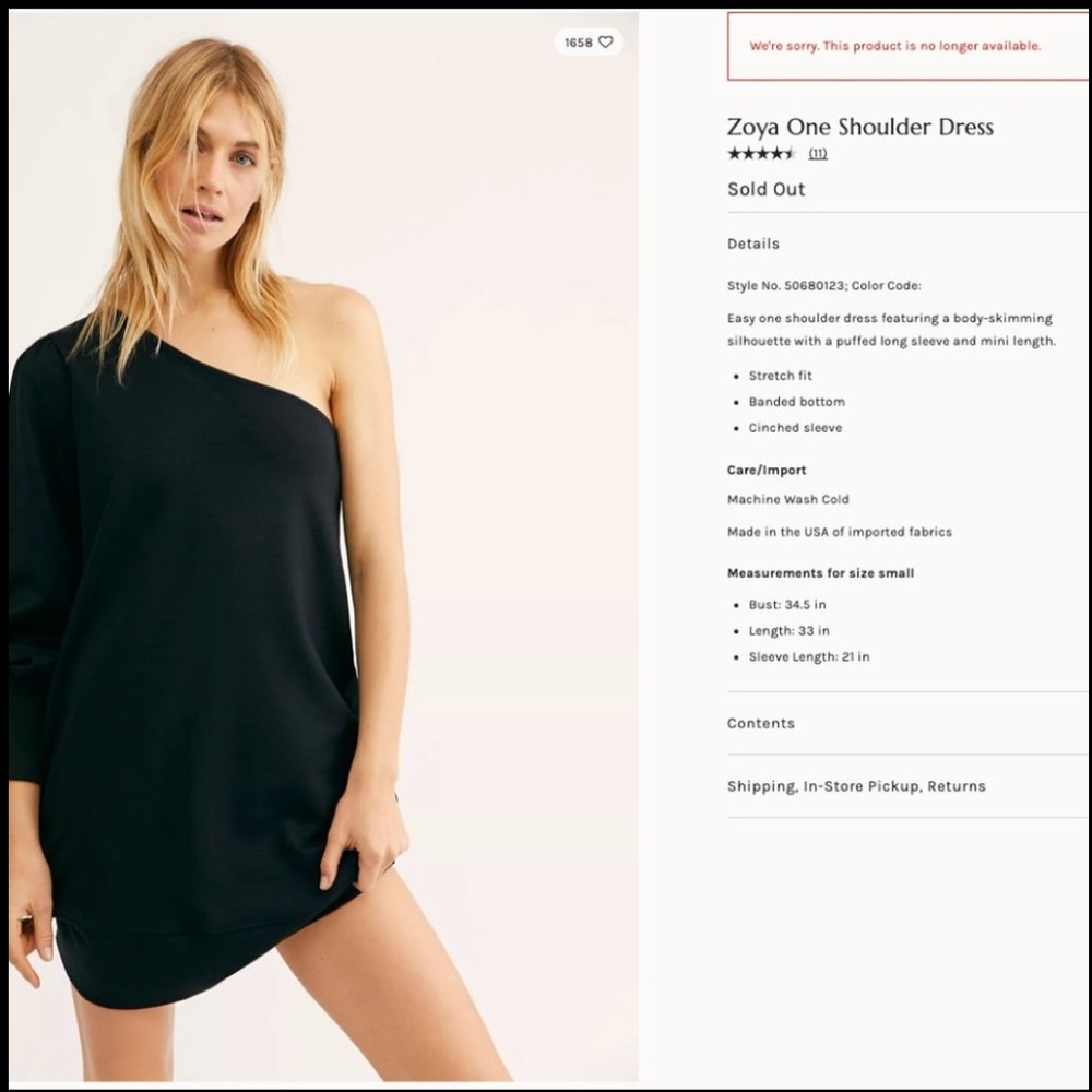 Free People | Little Black Dress One Shoulder Classic